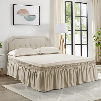 Taupe Wrap Around Bed Skirt,Full/Queen,18" Drop
