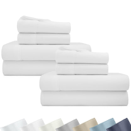 California Design Den Soft 100% Cotton Sateen Queen Bed Sheets Set, White