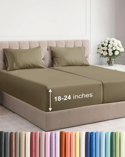 Extra Deep King Sheet Set - 4 Piece Breathable & Cooling - Antique White
