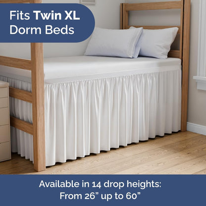 CGK Linens Dorm Room Bed Skirt Twin XL - Dorm Room Essentials - 42" White