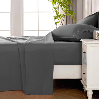 ROSE&RISY 6-Pack Twin Flat Sheets, Bulk Ultra Soft Microfiber Bedding, Cooling & Breathable Top Flat Sheet, Fade & Shrink Resistant & Easy Care Hotel Quality (Dark Grey, Twin Size)