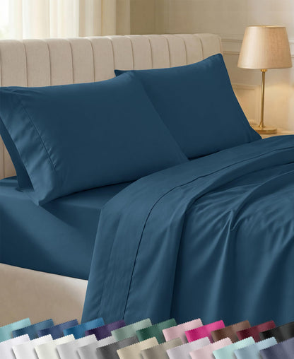 California Design Den Soft 100% Cotton Sateen Queen Bed Sheets Set, White
