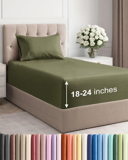 Extra Deep King Sheet Set - 4 Piece Breathable & Cooling - Antique White