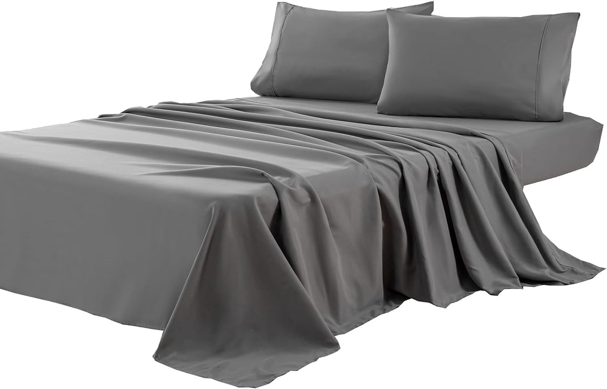 Kingnex Oversized King Flat Sheet 132x110 Top Sheet Only Grey