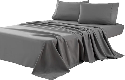 Kingnex Oversized King Flat Sheet 132x110 Top Sheet Only Grey