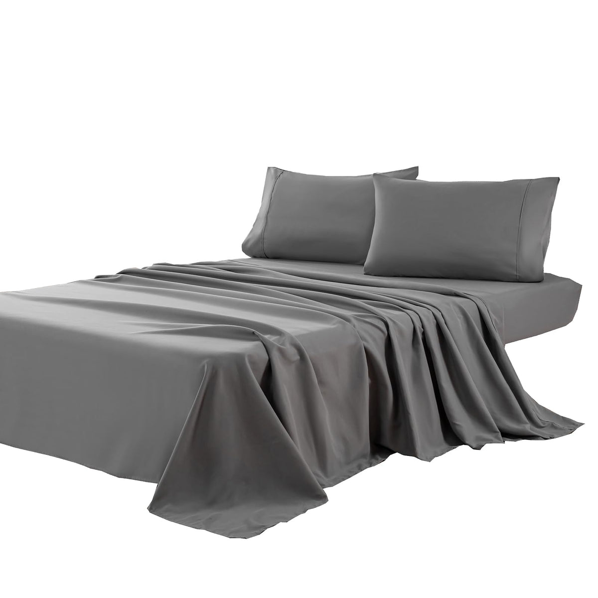 Kingnex Oversized King Flat Sheet 132x110 Top Sheet Only Grey