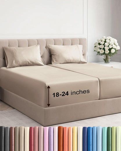 Extra Deep King Sheet Set - 4 Piece Breathable & Cooling - Antique White