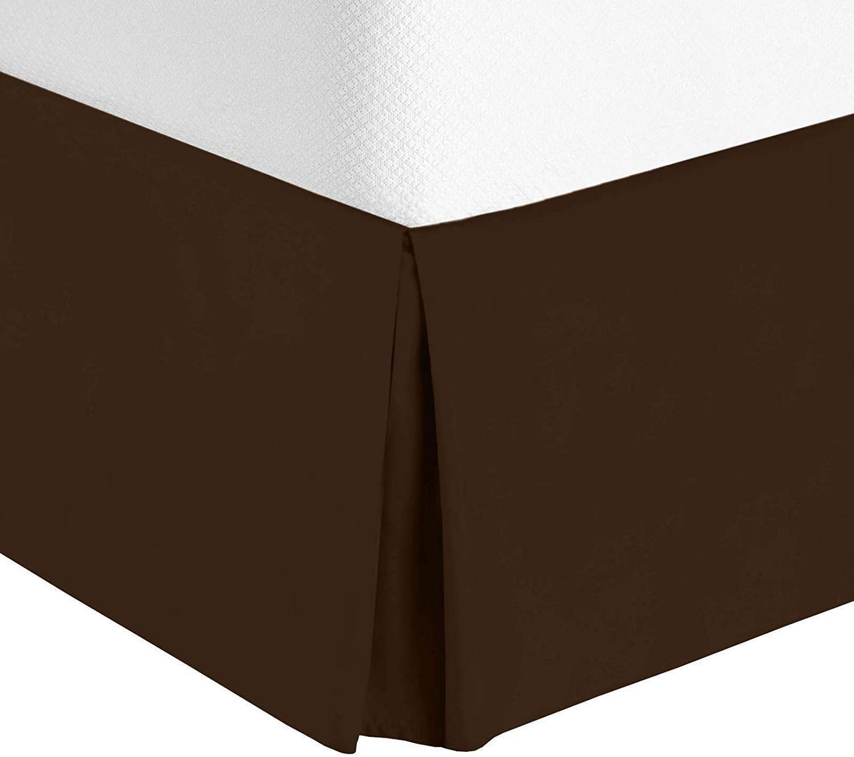 Split Corner Bed Skirt 18 Inch Drop Cal King Size 100% Egyptian Cotton Wrinkle and Fade Resistant Cal King Size, Brown Solid
