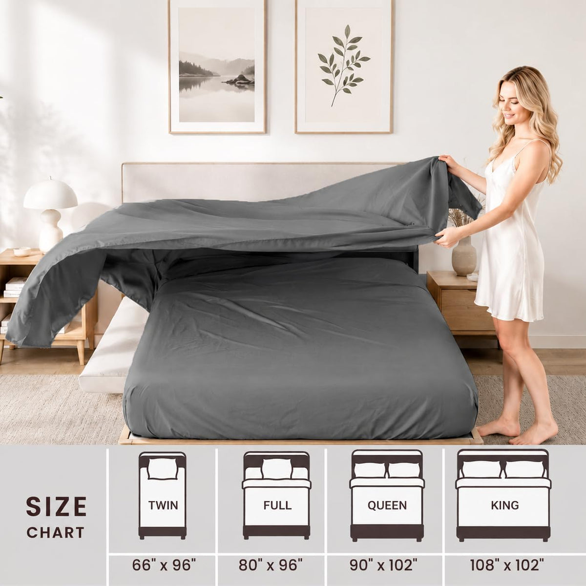 ROSE&RISY 6-Pack Twin Flat Sheets, Bulk Ultra Soft Microfiber Bedding, Cooling & Breathable Top Flat Sheet, Fade & Shrink Resistant & Easy Care Hotel Quality (Dark Grey, Twin Size)