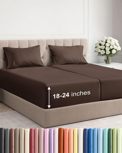 Extra Deep King Sheet Set - 4 Piece Breathable & Cooling - Antique White