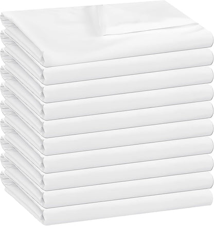 10 Pack White Flat Sheets Only Twin Size,Soft Microfiber Bedding Sheet