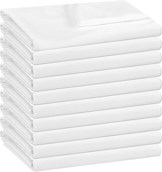 10 Pack White Flat Sheets Only Twin Size,Soft Microfiber Bedding Sheet