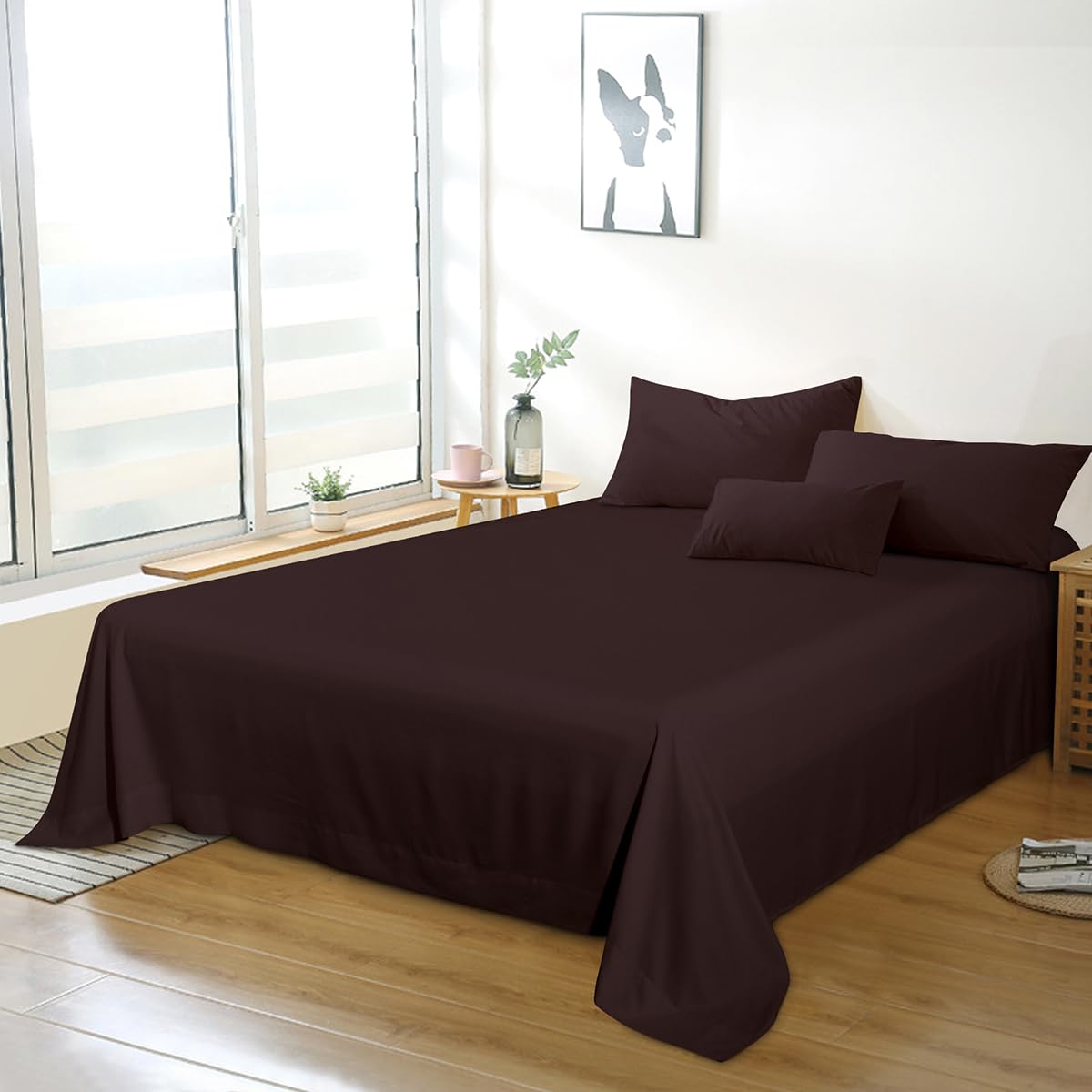 Bedding Twin Flat Sheet - Soft Brushed Microfiber, Shrinkage and Fade Resistant Top Sheet - Easy Care - 1 Flat Sheet Only, Pink