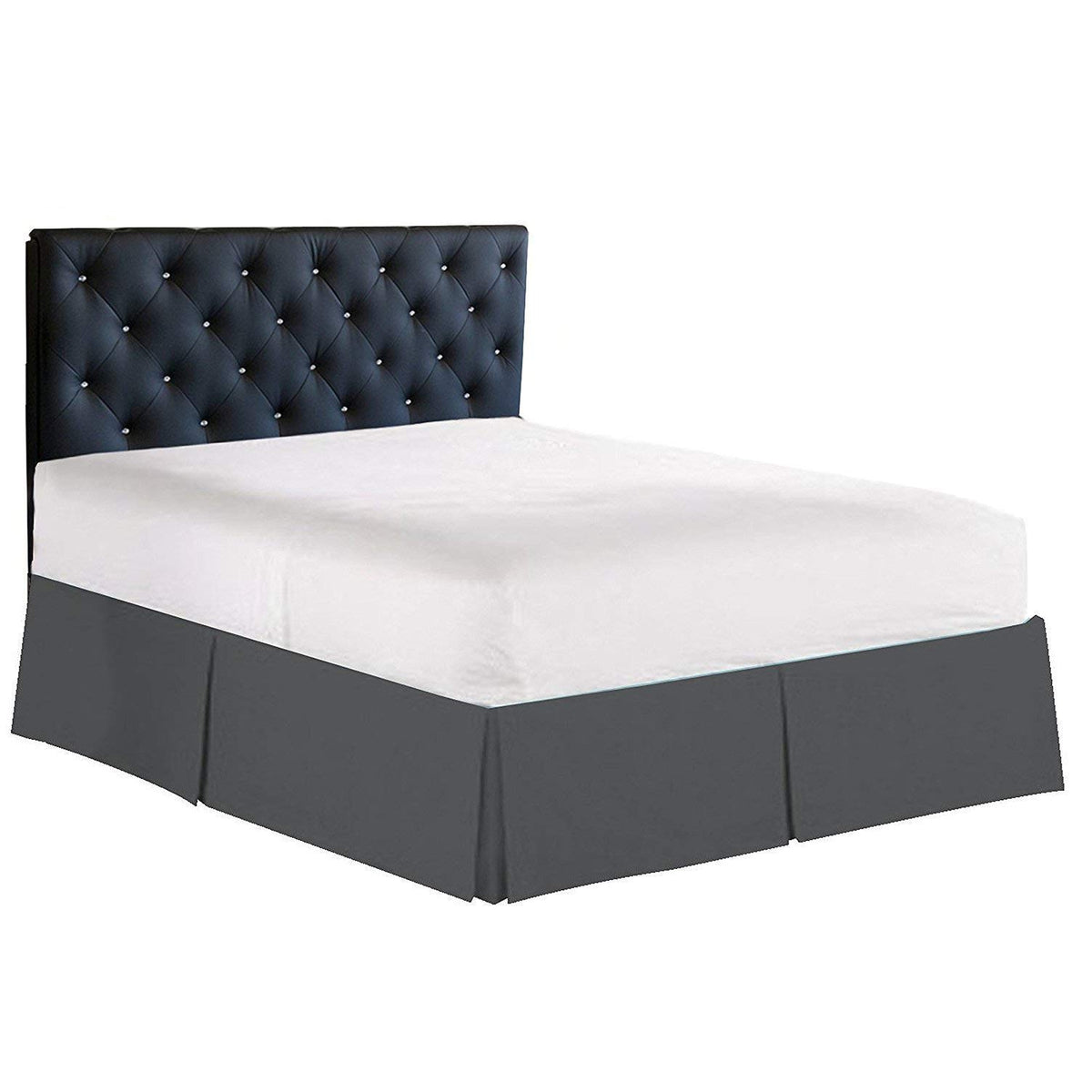 100% Cotton 800 Thread Count Box Pleated Bed Skirt - Luxury Pleated Dust Ruffle, Bed Skirt, Easy Fit with 15 Inch Tailored Drop, King Size White Solid