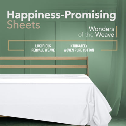 TEXAS LINEN CO. 100% Organic Cotton Queen Flat Sheet, Percale Weave, White