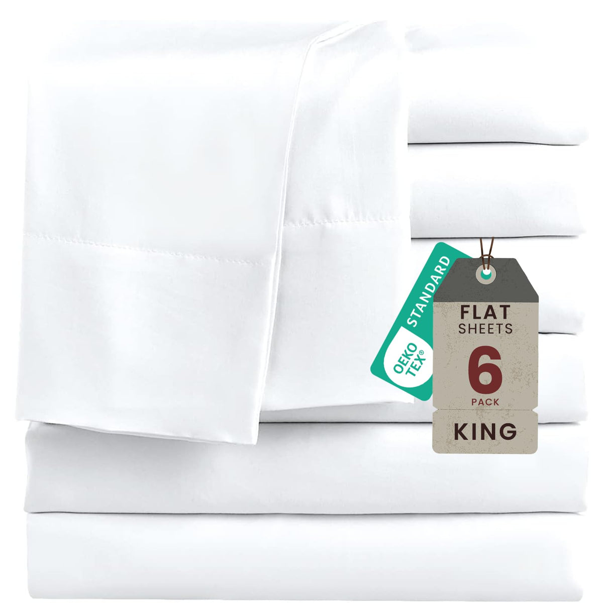 ROSE&RISY 6-Pack Twin Flat Sheets, Bulk Ultra Soft Microfiber Bedding, Cooling & Breathable Top Flat Sheet, Fade & Shrink Resistant & Easy Care Hotel Quality (Dark Grey, Twin Size)