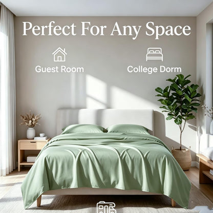Flat Sheet-Premium Hotel 1-Piece Top Sheet, Luxury and Soft Quality Bedding Flat Sheet, Wrinkle-Free, Stain-Resistant (Sage Green, Queen)