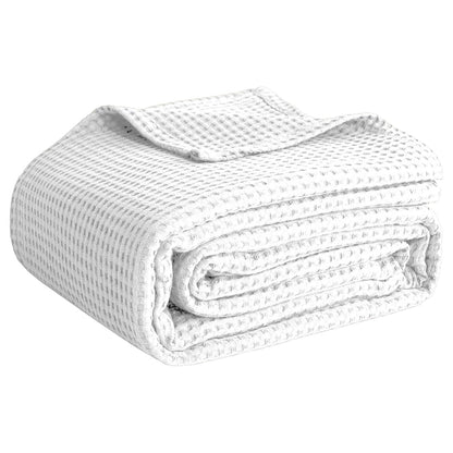 100% Cotton Blankets for Bed - Waffle Weave Blankets for Summer, Lightweight and Breathable Soft Woven Blanket for Spring (Dark Grey, Queen (90" x 90"))