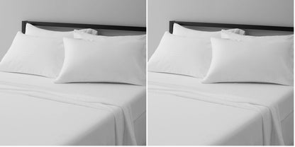 Amazon Basics Lightweight Breathable Wrinkle-Free Brushed Microfiber 3-Piece Bed Sheet Set with 14-Inch Deep Pockets, Twin, Bright White, Solid