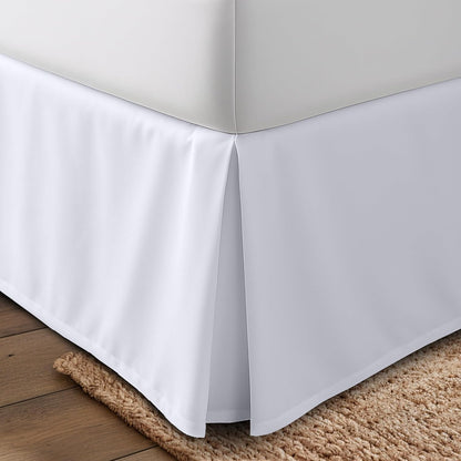Queen Size Pleated Bed Skirt, Hides Under-Bed Storage 16 Inch Drop, White