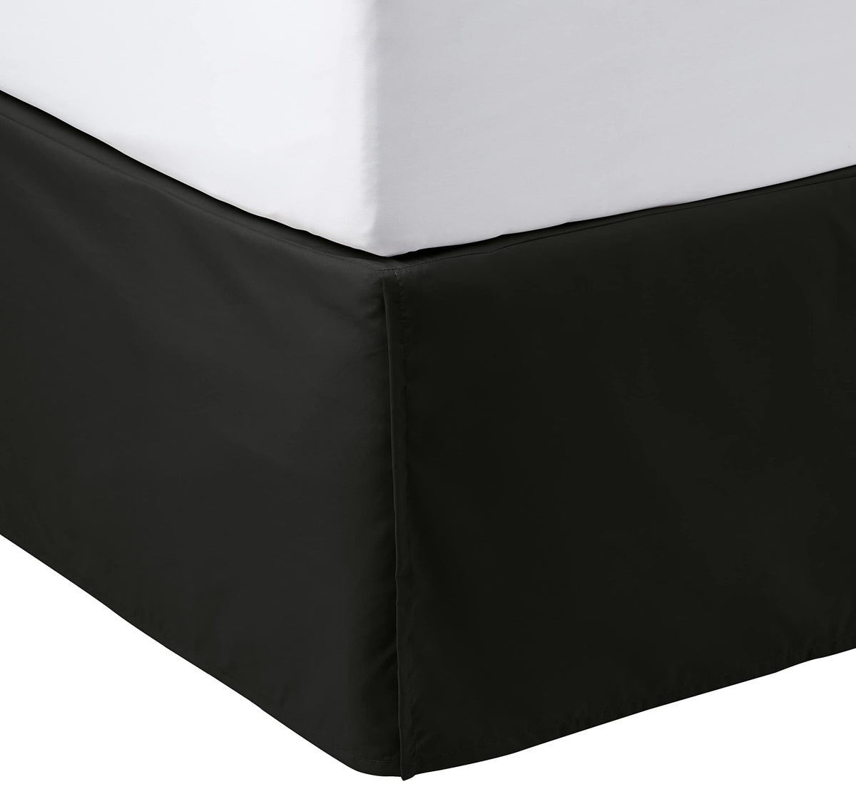 Amazon Basics Lightweight Pleated Bed Skirt, Wrinkle Resistant, Machine Washable, Full, Black, Solid
