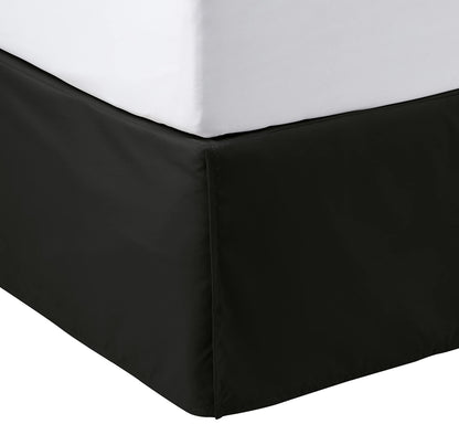Amazon Basics Lightweight Pleated Bed Skirt, Machine Washable, Wrinkle and Fade Resistant, Queen, Off White