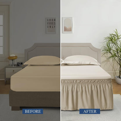 Taupe Wrap Around Bed Skirt,Full/Queen,18" Drop