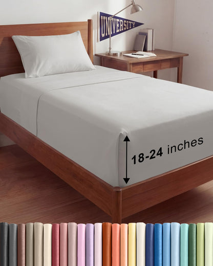 Extra Deep King Sheet Set - 4 Piece Breathable & Cooling - Antique White