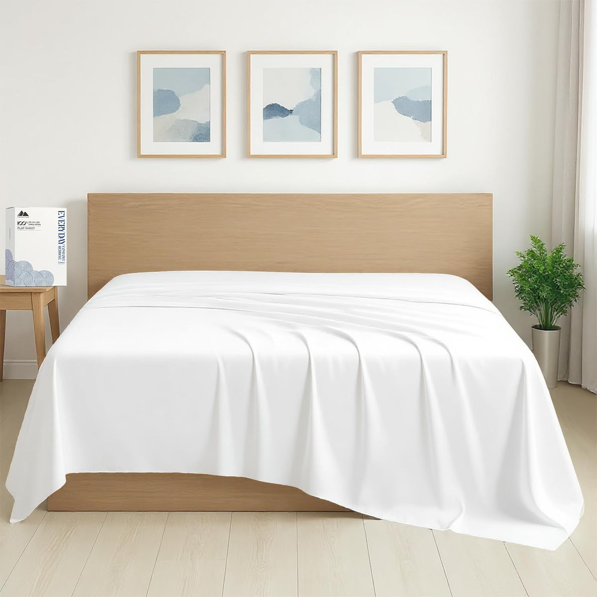 Mayfair Linen 100% Organic Cotton Percale Flat Sheet Full Size - 1 PC Flat Sheet, White - Crisp, Cool and Strong Bed Linen, Top Sheets for Hot Sleepers, Luxury Breathable GOTS Certified Sheets