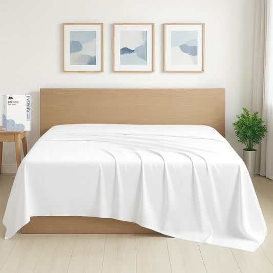 Mayfair Linen 100% Organic Cotton Percale Flat Sheet Full Size - 1 PC Flat Sheet, White - Crisp, Cool and Strong Bed Linen, Top Sheets for Hot Sleepers, Luxury Breathable GOTS Certified Sheets