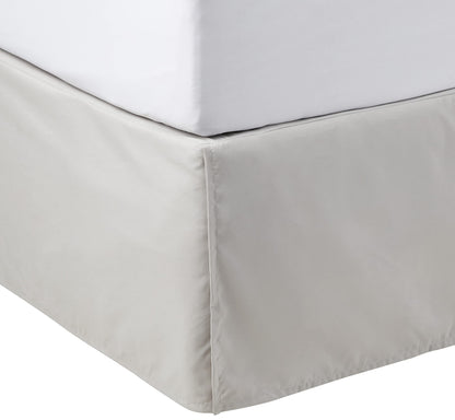 Amazon Basics Lightweight Pleated Bed Skirt, Wrinkle Resistant, Machine Washable, Full, Black, Solid