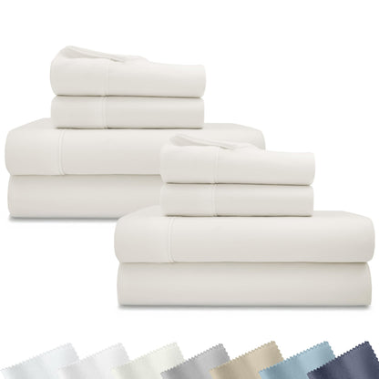 California Design Den Soft 100% Cotton Sateen Queen Bed Sheets Set, White