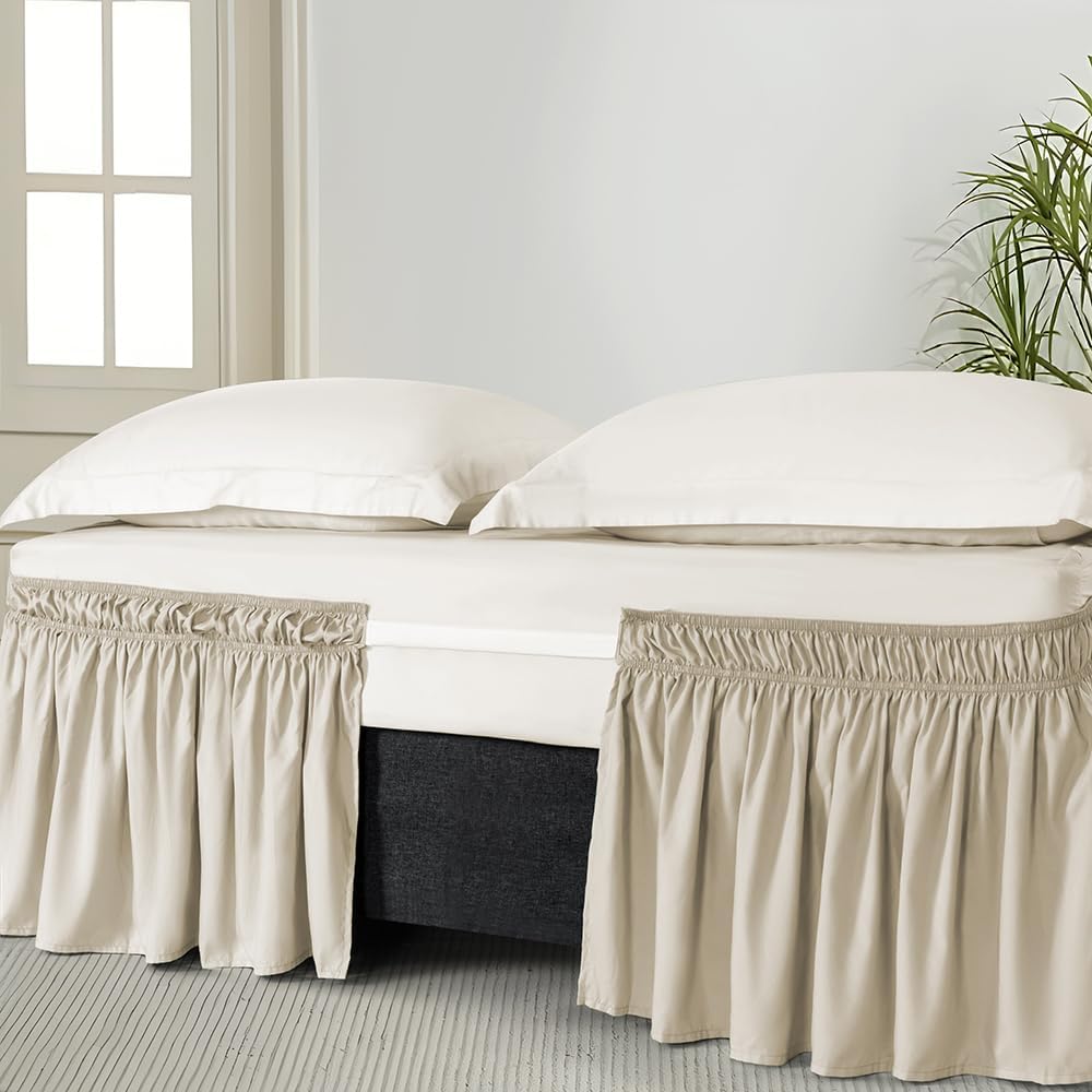 Taupe Wrap Around Bed Skirt,Full/Queen,18" Drop