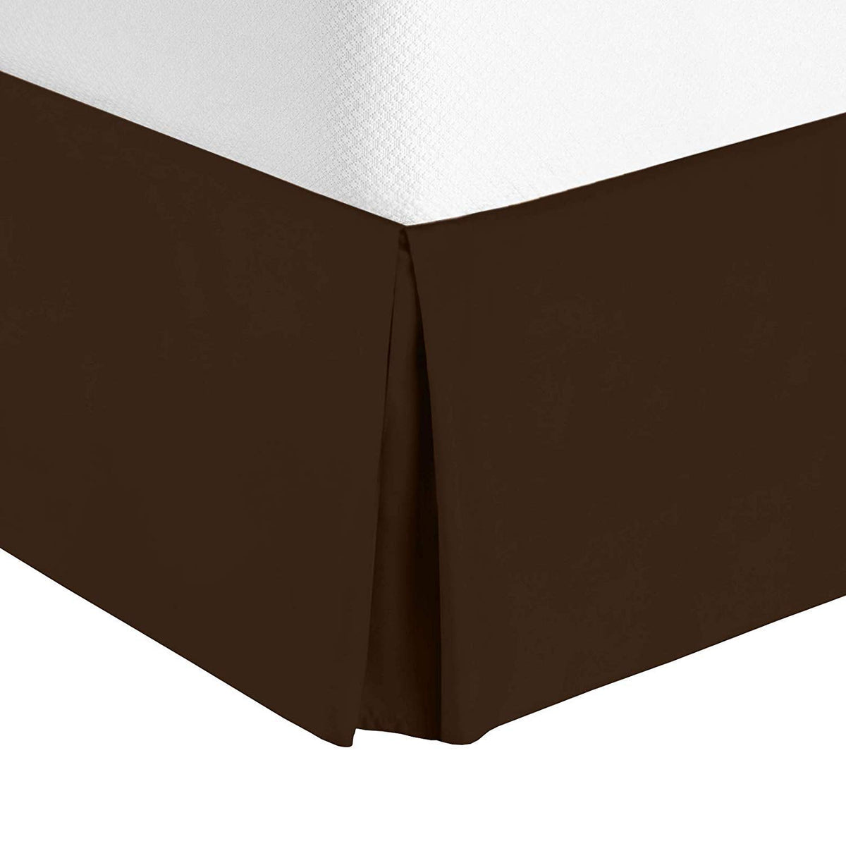 Split Corner Bed Skirt 18 Inch Drop Cal King Size 100% Egyptian Cotton Wrinkle and Fade Resistant Cal King Size, Brown Solid
