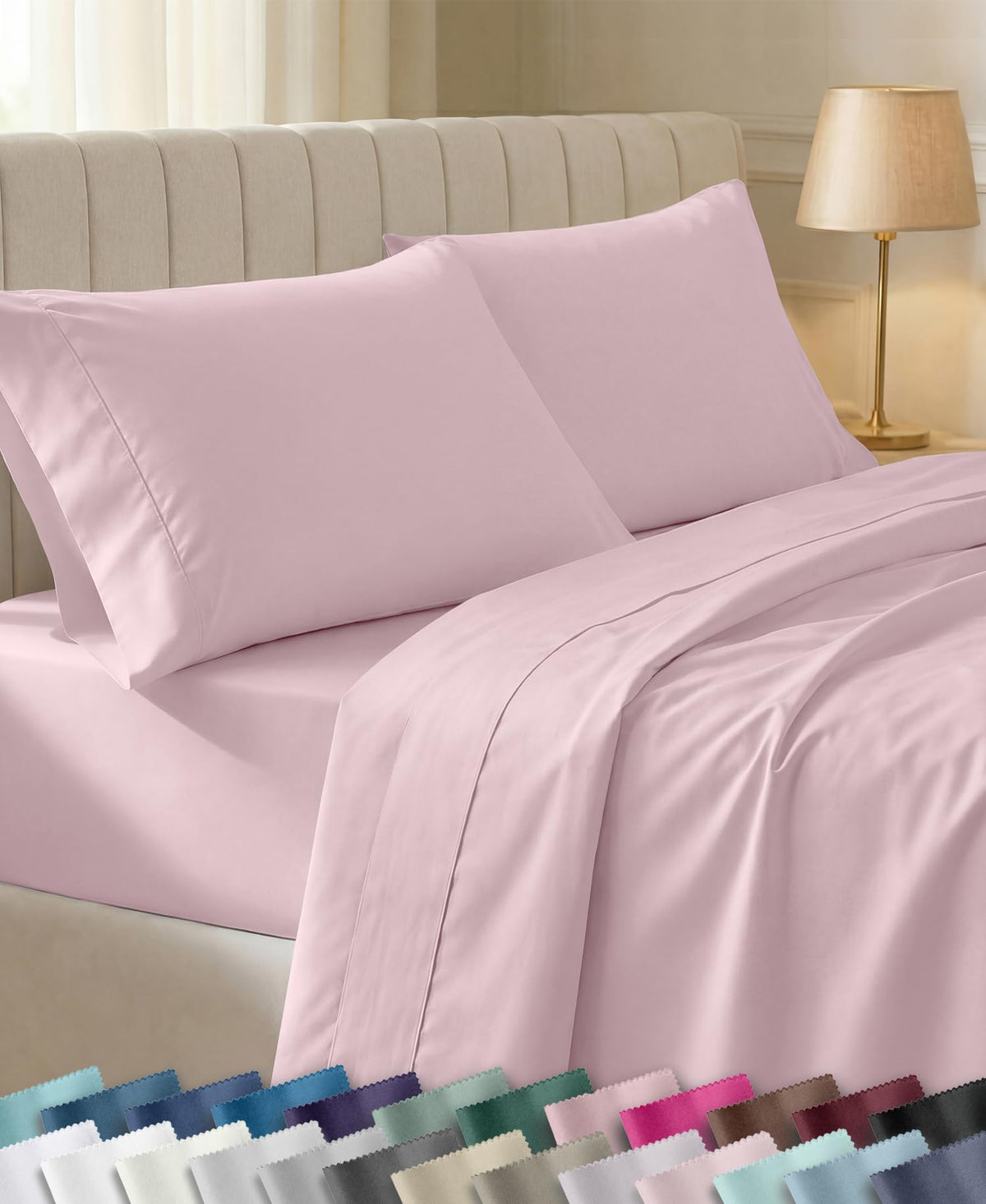 California Design Den Soft 100% Cotton Sateen Queen Bed Sheets Set, White