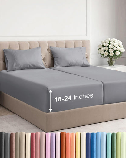 Extra Deep King Sheet Set - 4 Piece Breathable & Cooling - Antique White