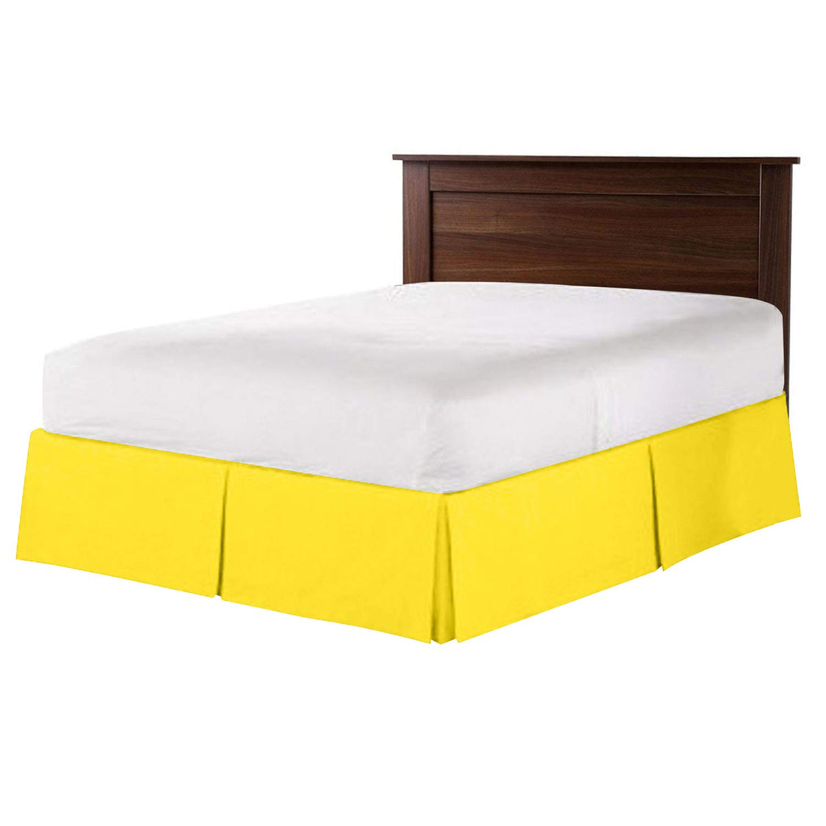 100% Cotton 800 Thread Count Box Pleated Bed Skirt - Luxury Pleated Dust Ruffle, Bed Skirt, Easy Fit with 15 Inch Tailored Drop, King Size White Solid