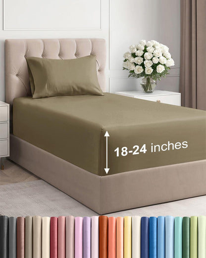 Extra Deep King Sheet Set - 4 Piece Breathable & Cooling - Antique White