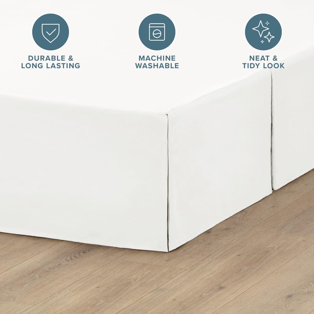 Bare Home Bed Skirt 15-Inch Drop 1800 Ultra-Soft (Queen, Antique White)