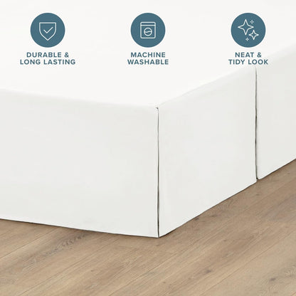 Bare Home Bed Skirt 15-Inch Drop 1800 Ultra-Soft (Queen, Antique White)