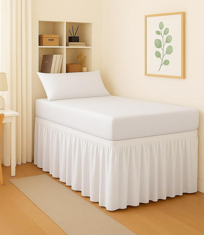 Mattress-Homes College Dorm Bed Skirt Twin XL, 42 Inch Drop Extra Long Bed Skirt, Split Corner Tailored Dust Ruffle, Premium Brushed Microfiber, Wrinkle Resistant, White