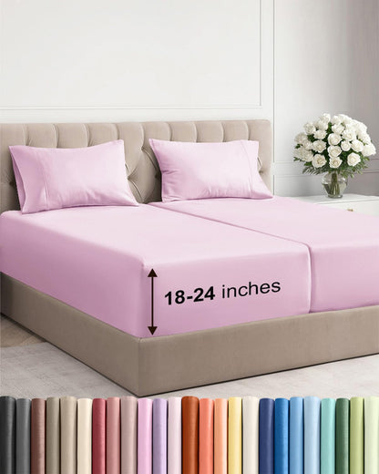 Extra Deep King Sheet Set - 4 Piece Breathable & Cooling - Antique White