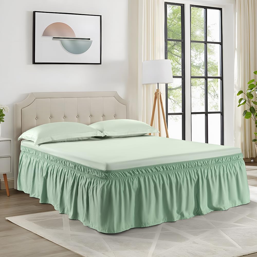 Taupe Wrap Around Bed Skirt,Full/Queen,18" Drop
