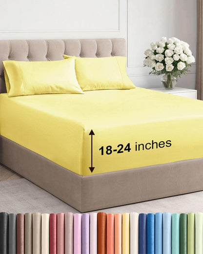 Extra Deep King Sheet Set - 4 Piece Breathable & Cooling - Antique White