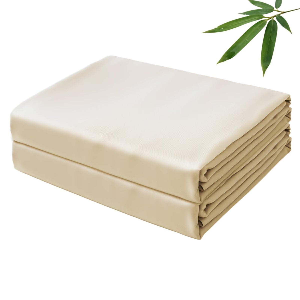 Bamboo Viscose Flat Sheets Only, 400 Thread Count Sateen Weave Twin Size Flat Sheet Only, Luxury Soft Cooling for Hot Sleepers, Silky Breathable (Beige, Twin)