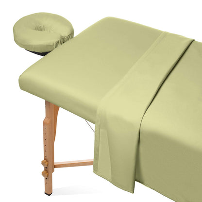 Saloniture 3-Piece Microfiber Massage Table Sheet Set - Premium Facial Bed Cover - Includes Flat and Fitted Sheets with Face Cradle Cover - White
