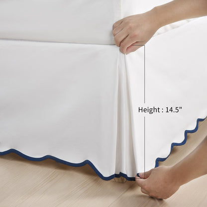 HIG Chic 14'' Queen BedSkirts Scallop Edge Pleated Dust Ruffle