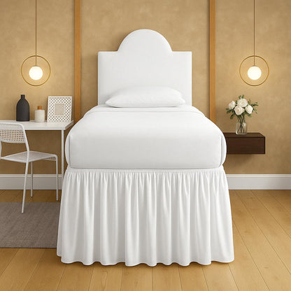 Mattress-Homes College Dorm Bed Skirt Twin XL, 42 Inch Drop Extra Long Bed Skirt, Split Corner Tailored Dust Ruffle, Premium Brushed Microfiber, Wrinkle Resistant, White