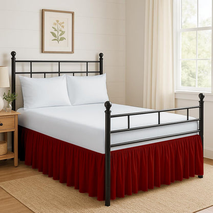 Ruffled Bed Skirt Split Corners with Platform, Tailored Fit Hotel Quality Wrinkle Free Ultra-Soft Microfiber Dust Ruffle, Upto 16 Inch Drop, Queen, White