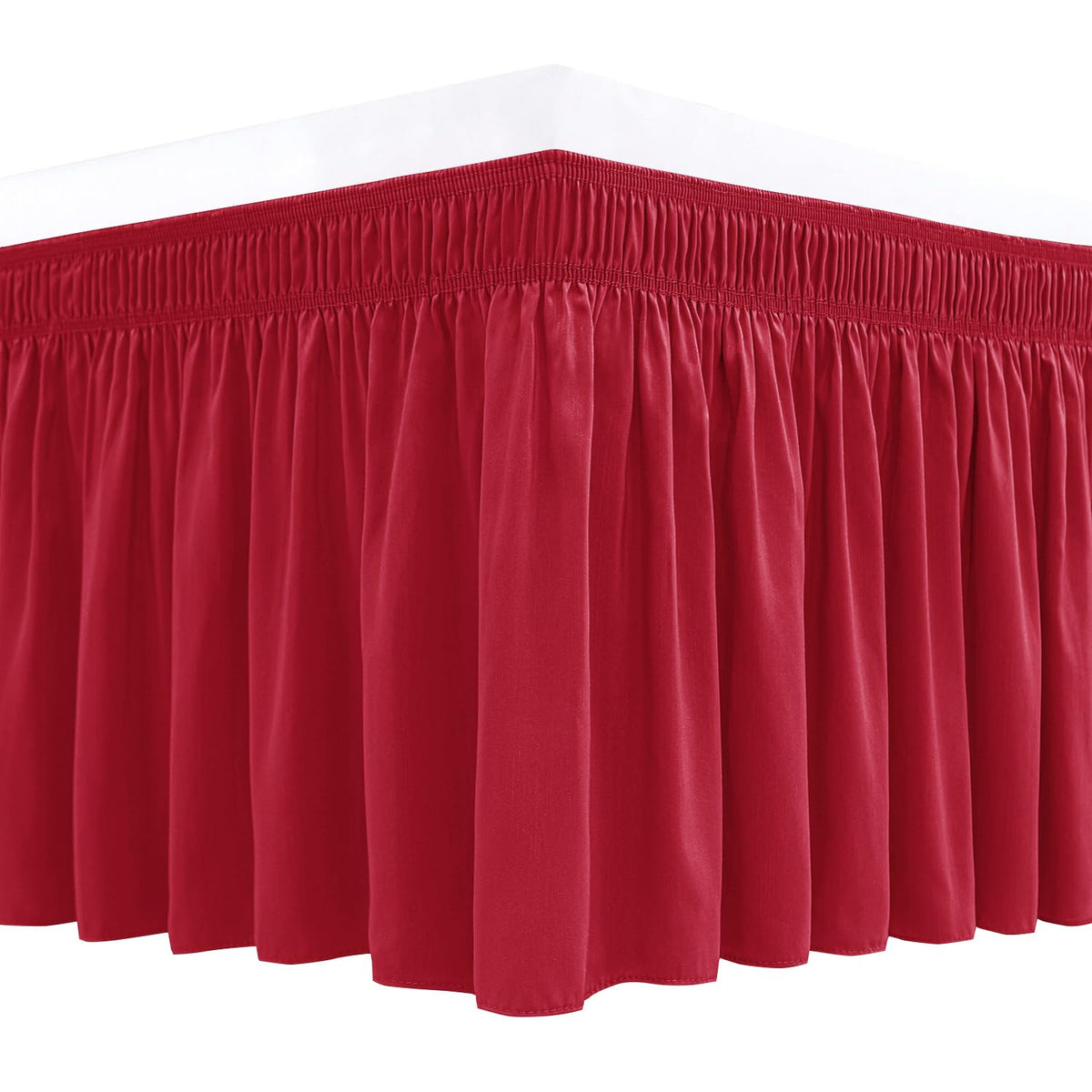 Wrap Around Queen Size Bed Skirt 15" Drop-Elastic Dust Ruffle Light Camel